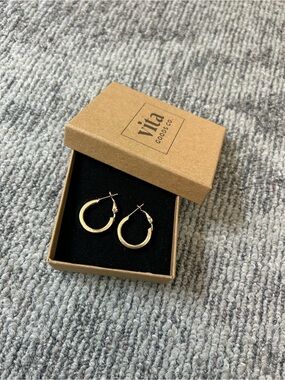 Gold Hoop Earrings Classic Flat Bar Rounded Hoops✨